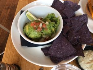 Smashed avocado with lime and corn chips at Mildreds - Kings Cross in North London