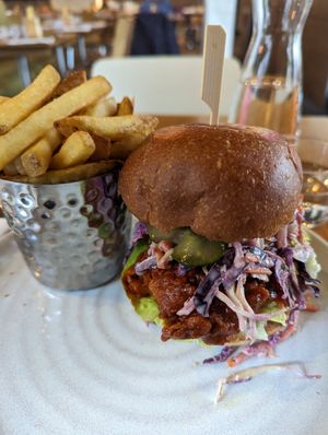 Nashville hot chick'n sandwich (not actually hot, but still delicious) at Mildreds - Kings Cross in North London