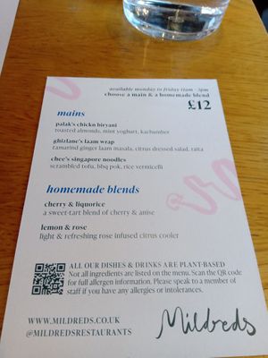 Special lunch menu (M-F) at Mildreds - Kings Cross in North London