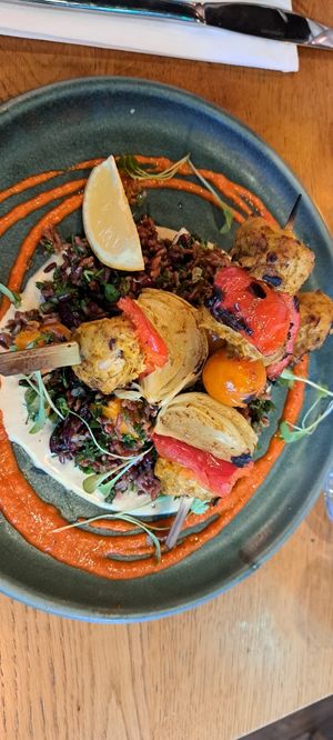 Amba chick'n* kebabs at Mildreds - Kings Cross in North London