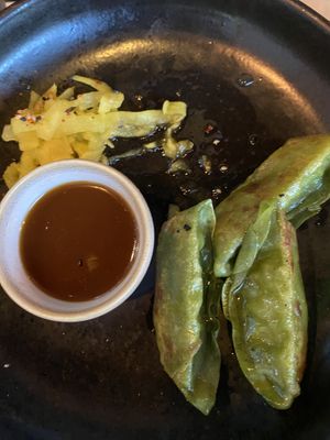 Spinach gyozap  at Mildreds - Kings Cross in North London