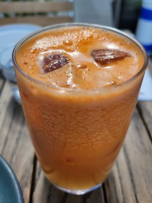 Beet ginger apple juice at Mildreds - Kings Cross in North London