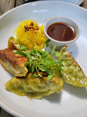 Spinach gyoza at Mildreds - Kings Cross in North London