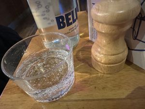 sparkling water  at Mildreds - Kings Cross in North London