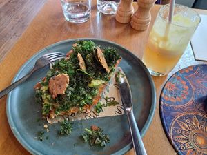 Toast with Avocado green chilli and crackers at Mildreds - Kings Cross in North London