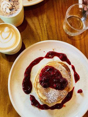 buttermilk pancake double stack: berry vanilla  at Mildreds - Kings Cross in North London