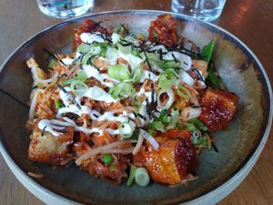 Spicy tofu on kimchi rice at Mildreds - Kings Cross in North London