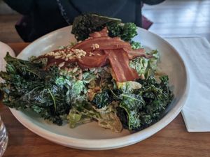 grilled roman artichoke & hemp caesar salad at Mildreds - Kings Cross in North London