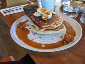banana biscoff pancakes at Mildreds - Kings Cross in North London