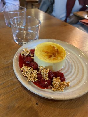 Cherry saffron crème brûlée - fabulous !  at Mildreds - Kings Cross in North London