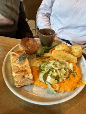 Creamy Leek Dauphinoise Lattice - Sunday lunch menu  at Mildreds - Kings Cross in North London