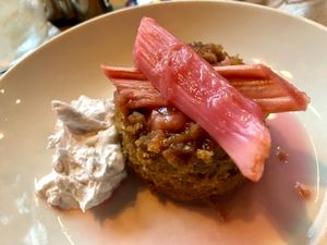 rhubarb pudding at Mildreds - Kings Cross in North London