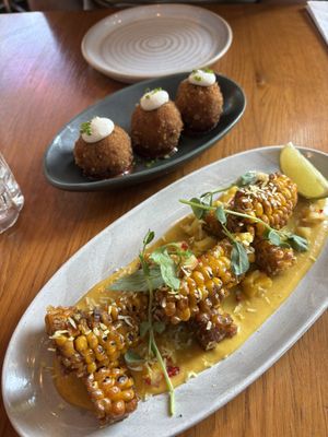  Chorizo croquettes and corn ribs    at Mildreds - Kings Cross in North London