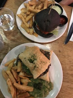 mushroom & ale pie, chick’n burger at Mildreds - Kings Cross in North London