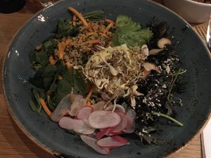 Salad with quinoa, veggies and cheese sauce at Mildreds - Kings Cross in North London