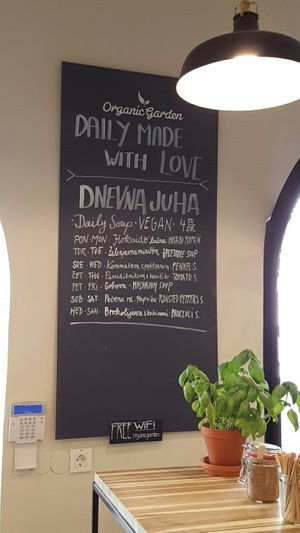 weekly vegan soup specials at Organic Garden - Pod Hribom in Ljubljana