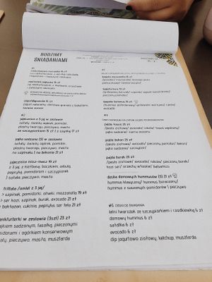 Breakfast menu at Zielony Rower in Gdynia