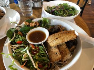 Vegan Budda Bowl (with Tofu) & Vegan salad at Kai Whakapai Cafe and Bar  in Wanaka