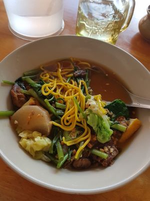 Soup with mock meat at Hongming Vegetarian Food in Krabi