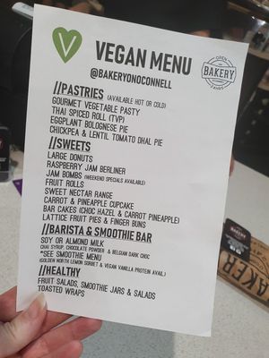 Menu feb 2020 at Bakery on O'Connell  in North Adelaide