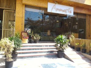 Front view from outside at Ammaji's Ayurvedic Restaurant in Vrindavan