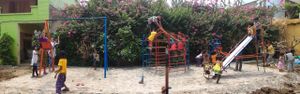 Outdoor Playground for Children at Ammaji's Ayurvedic Restaurant in Vrindavan