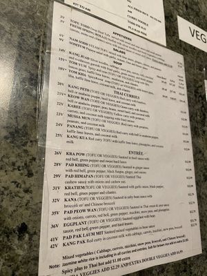 Vegan menu pg1 at Phuket Thai in Mount Shasta