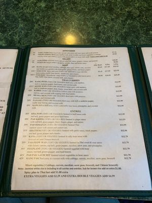 Vegan Menu at Phuket Thai in Mount Shasta