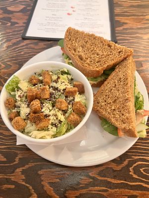 Vegan Ceaser salad and Bravacado samdwhich  at Poyo & the Sprout in St Johns