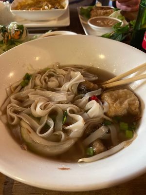 Classic soup with rice noodles at Pho in Cambridge