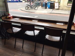 Seating by window at Pho in Cambridge