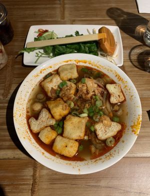 Hot & spicy tofu & mushroom pho  at Pho in Cambridge