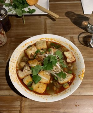 Hot & spicy tofu & mushroom pho  at Pho in Cambridge