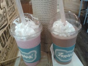 Milkshakes with coconut whipped cream at Yorica in London