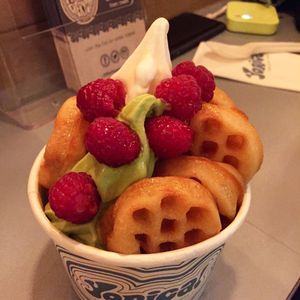 Waffles and froyo! at Yorica in London