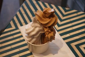 Vanilla and Caramal Soft Serve (small) at Yorica in London