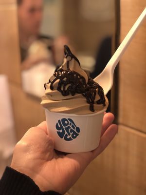 Caramel Soft Serve with chocolate sauce at Yorica in London