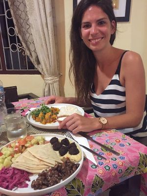 The other day, vegan Indian curry and Falafel platter with pita bread! at Prava Bar in Koh Samui