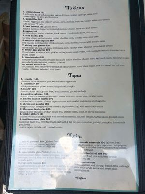 Menu, January 2019 at Prava Bar in Koh Samui