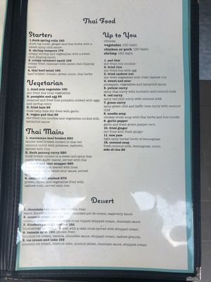 Menu, January 2019 at Prava Bar in Koh Samui