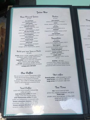 Menu, January 2019 at Prava Bar in Koh Samui