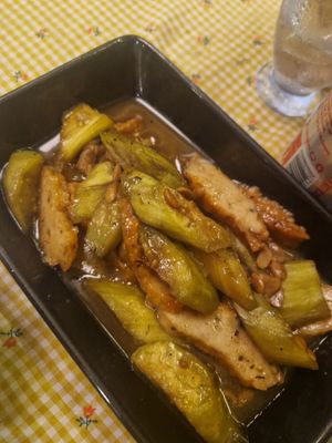 Aubergine and vegan sausage at Am Vegetarian & Hideaway in Hoi An