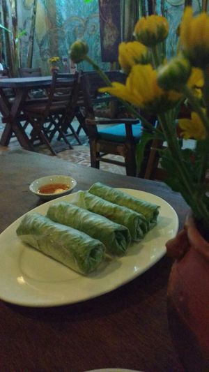 Mustard leaf spring rolls at Am Vegetarian & Hideaway in Hoi An