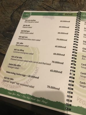 Menu at Am Vegetarian & Hideaway in Hoi An