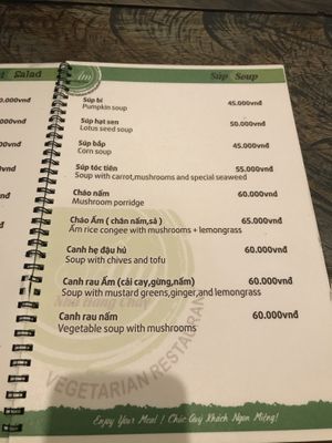 Menu at Am Vegetarian & Hideaway in Hoi An