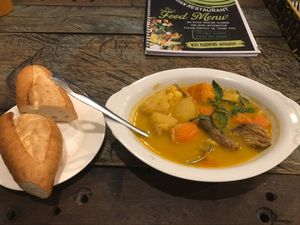 Mushroom curry with bread  at Am Vegetarian & Hideaway in Hoi An