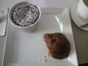 The EXCELLENT 'coulant de chocolate'. Not only the chef studied in France, he also took the best of it, and made it better.
(The fig ice-cream is better if you really like the taste and texture of fig, otherwise, I'd suggest the lucuma flavour) at Seitan Urban Bistro in Lima