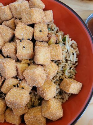 rice dish with fried tofu at Seitan Urban Bistro in Lima