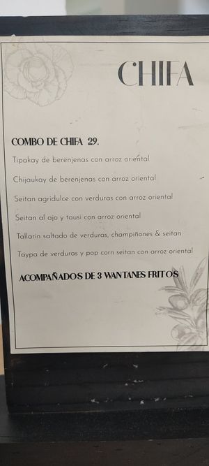 Menú chifa at Seitan Urban Bistro in Lima