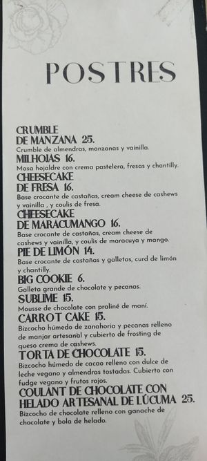 Postres at Seitan Urban Bistro in Lima